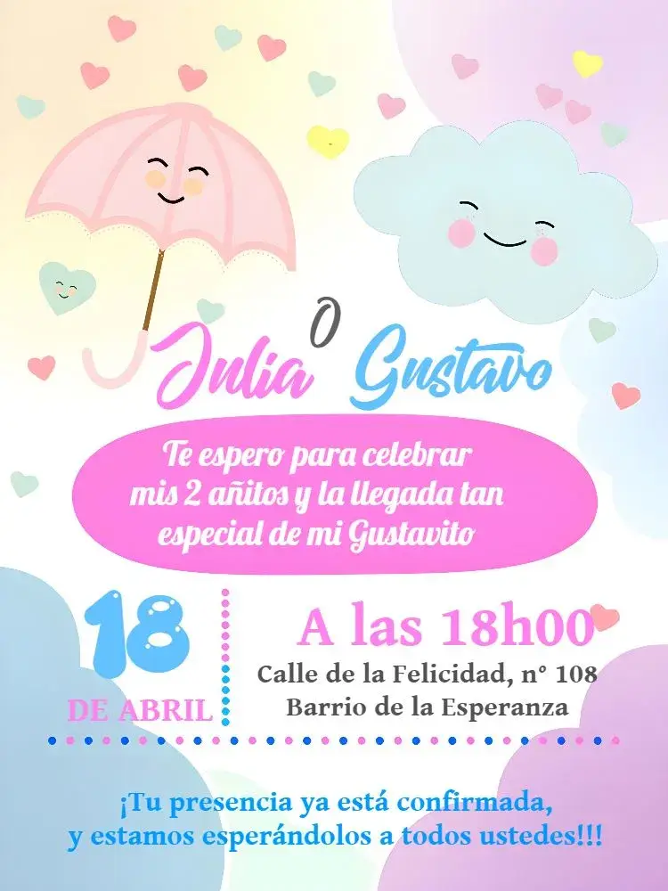 Invitación Baby Shower Rain of Love White