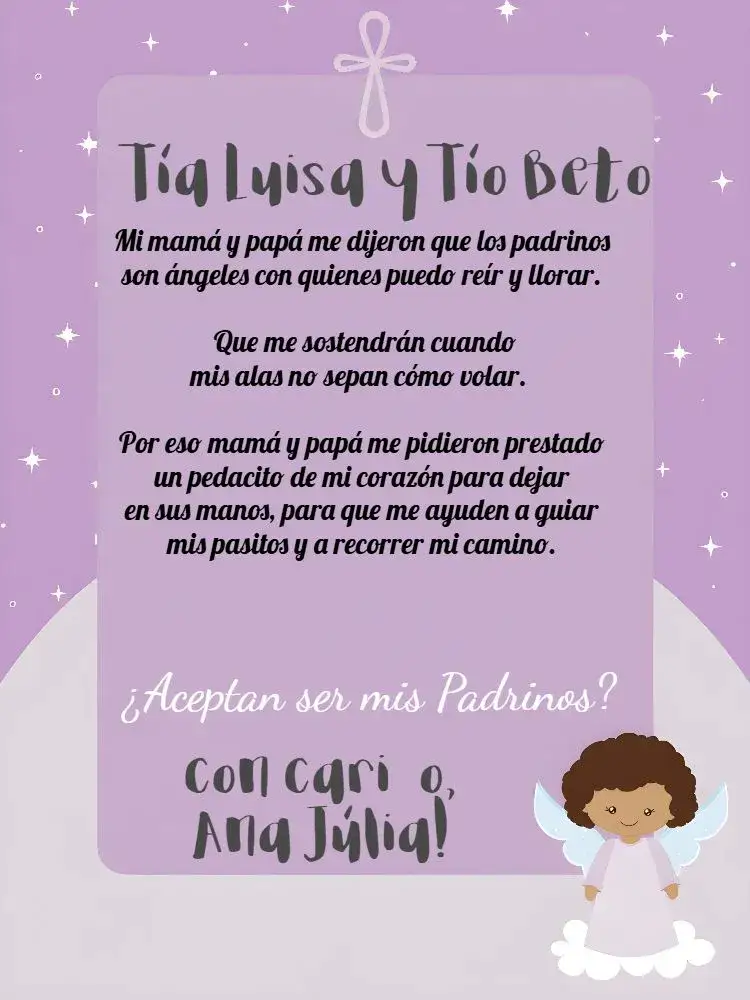 Invitación Padrinos De Bautismo Colorido – tema Bautismo colorido, religioso, infantil, moderno, alegre