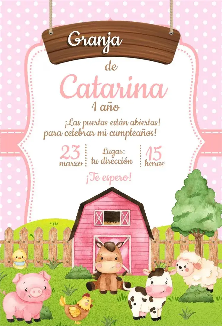 Invitación Granja Niña 1