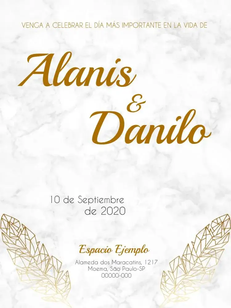 Invitación Boda Mármol Dorado – tema Boda minimalista, dorado, blanco, elegante, moderno
