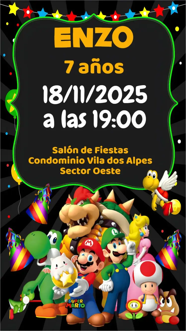 Invitación Super Mario Bros