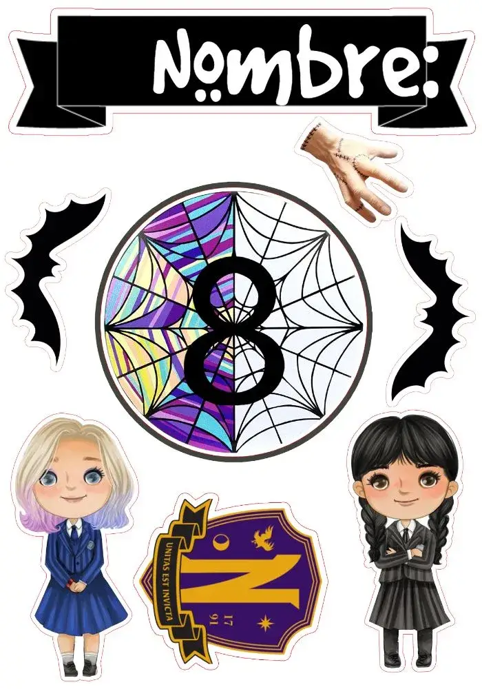 Invitación Topo De Pastel Wednesday Wandinha Addams Blanco