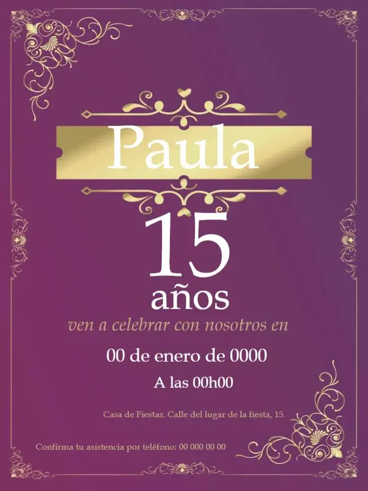 Invitación 15 Años Con Confirmación De Asistencia Para Editar Celebración – tema 15 años azul, elegante, delicado, moderno, clásico, celebración