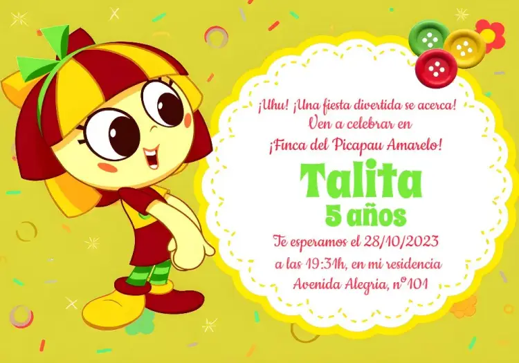 Invitación Emilia Sitio Do Pica Pau Amarelo Picapau
