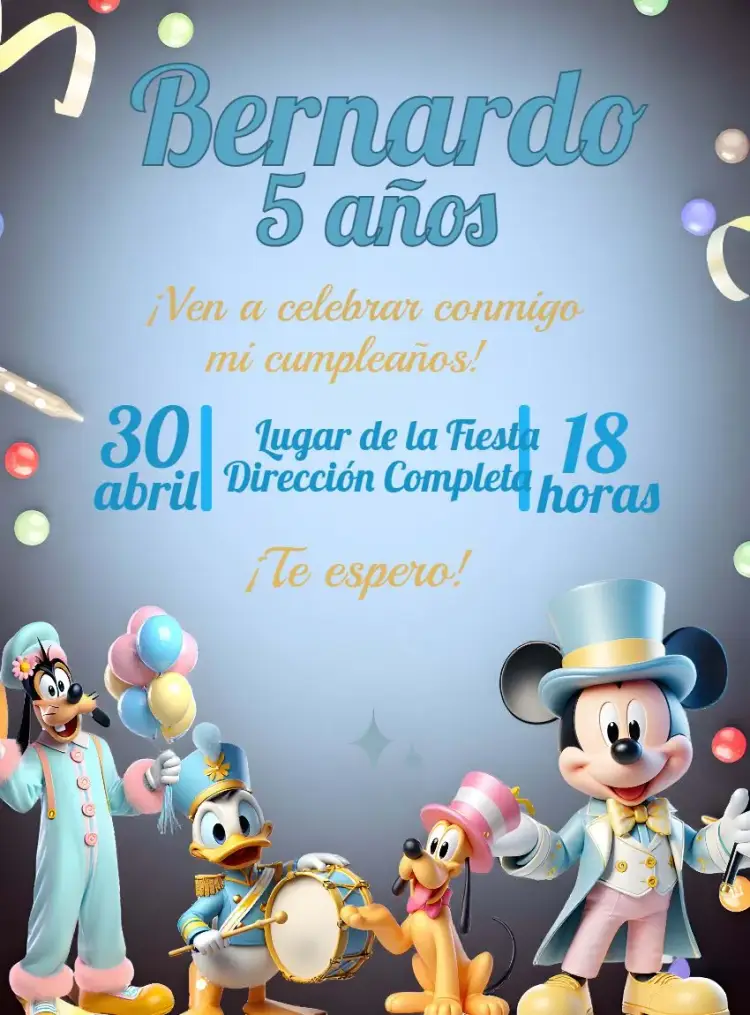 Invitación Grupo De Mickey Circo Pluto