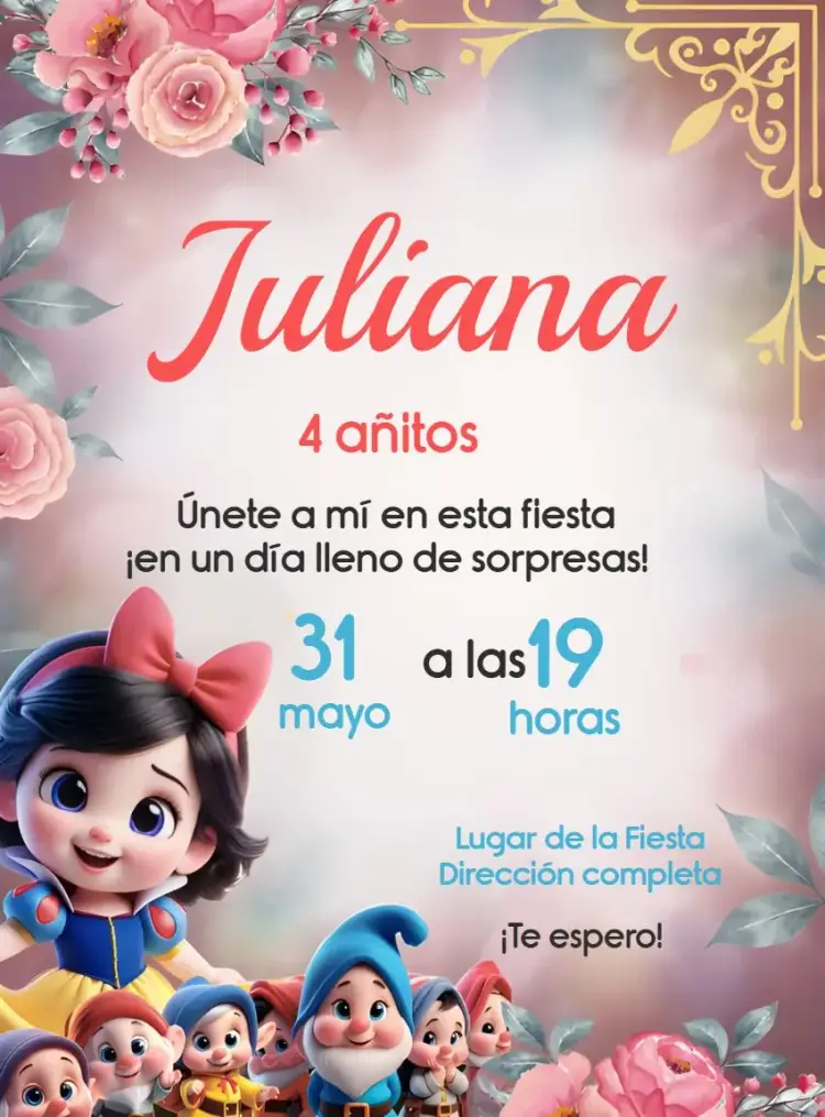 Invitación Blanca Nieves Bebé