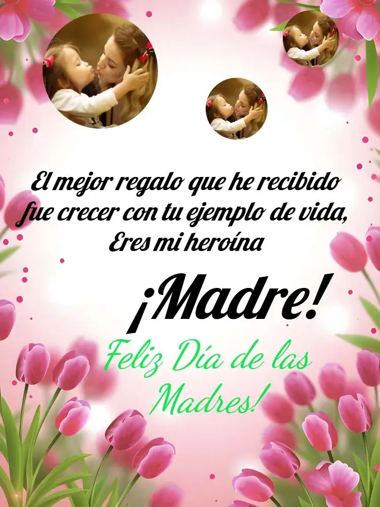 Invitación Tarjeta Del Día De La Madre Con Foto Rosa