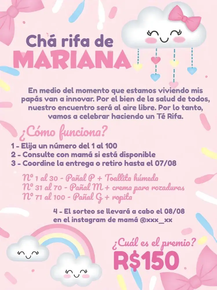 Invitación Té Rifa Lluvia De Bendiciones Bebé