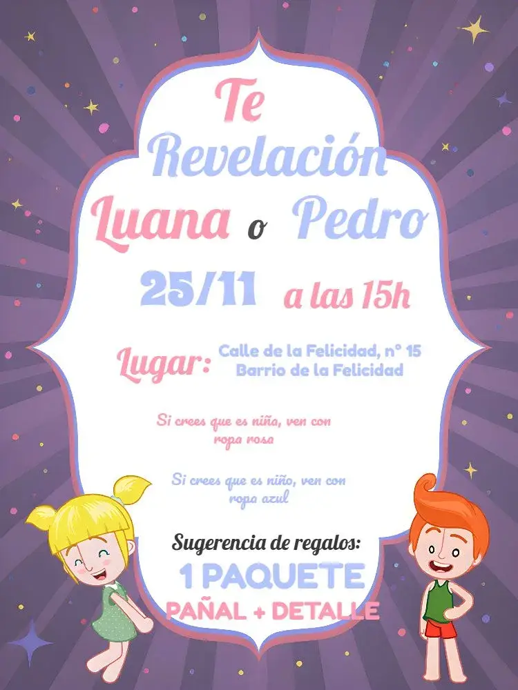 Invitación Chá de Revelación Mundo Bita Frame
