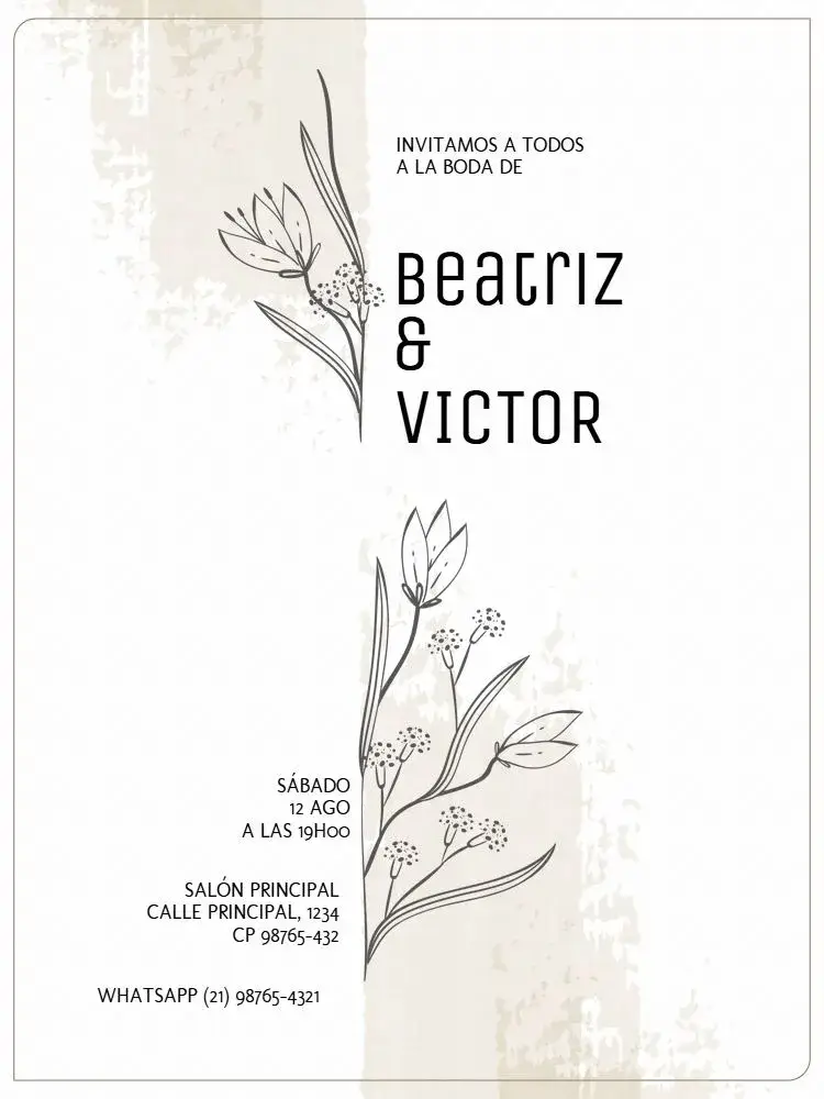 Invitación Boda Elegante Y Floral Mujer
