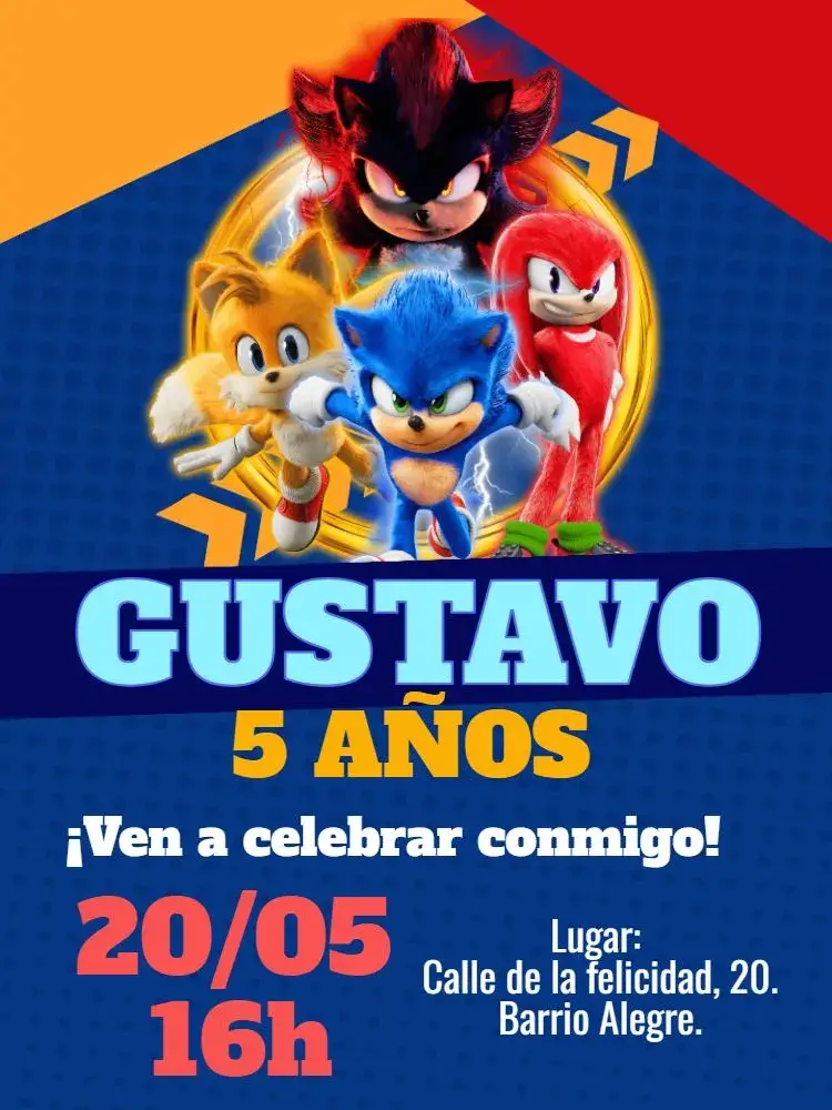 Invitación Cumpleaños de Sonic