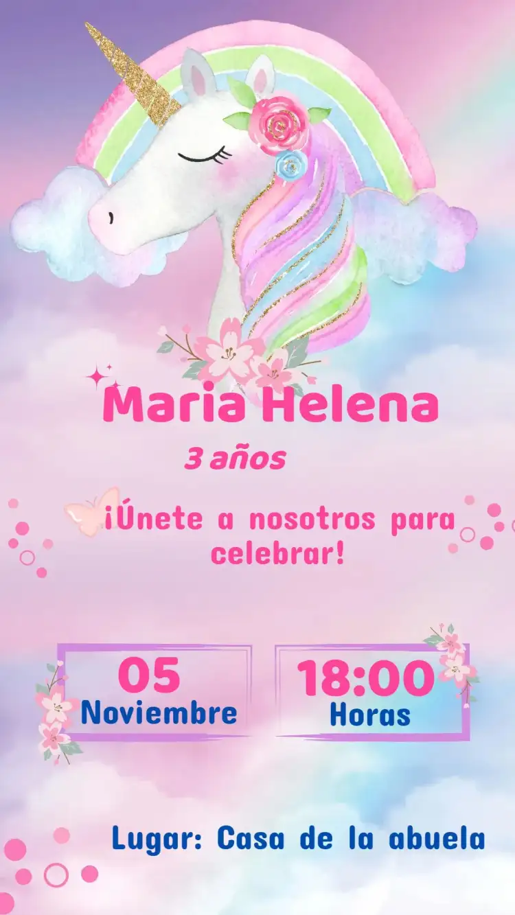 Invitación Cumpleaños Unicornio