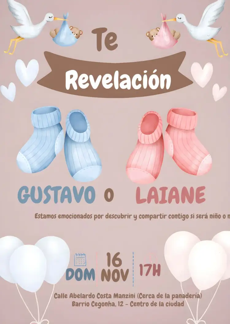 Invitación Chá de Revelación Niño o Niña Azul