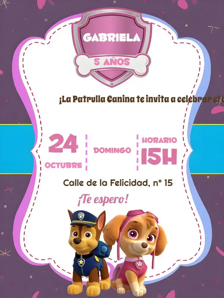 Invitación Patrulla Canina Marrón
