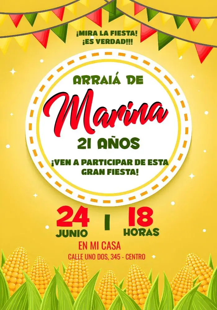 Invitación Fiesta Junina Arraiá Arraia