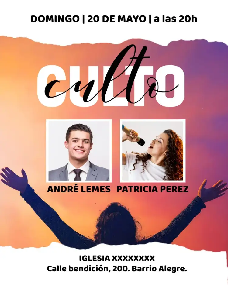 Invitación Arte Para Culto Iglesia Con Foto Pastora – tema Bautismo moderno, acogedor, suave, gospel, espiritual, elegante