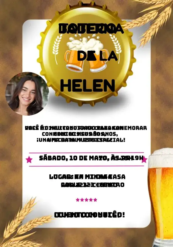 Invitación Bar Con Foto Cuadriculado – tema Cumpleaños taberna, a cuadros, colorido, relajado, moderno, divertido