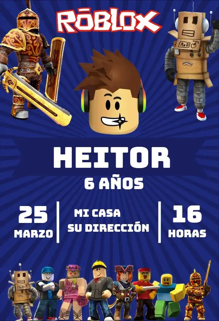 Invitación de Cumpleaños Roblox Niño