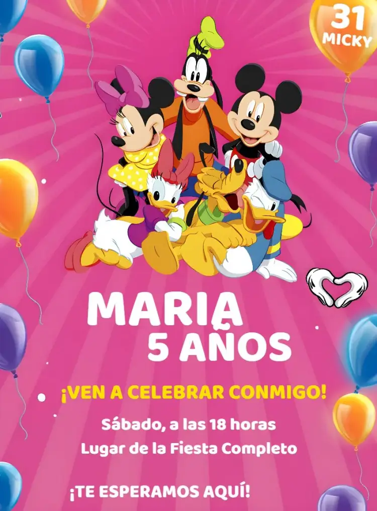 Invitación Grupo De Mickey Pato