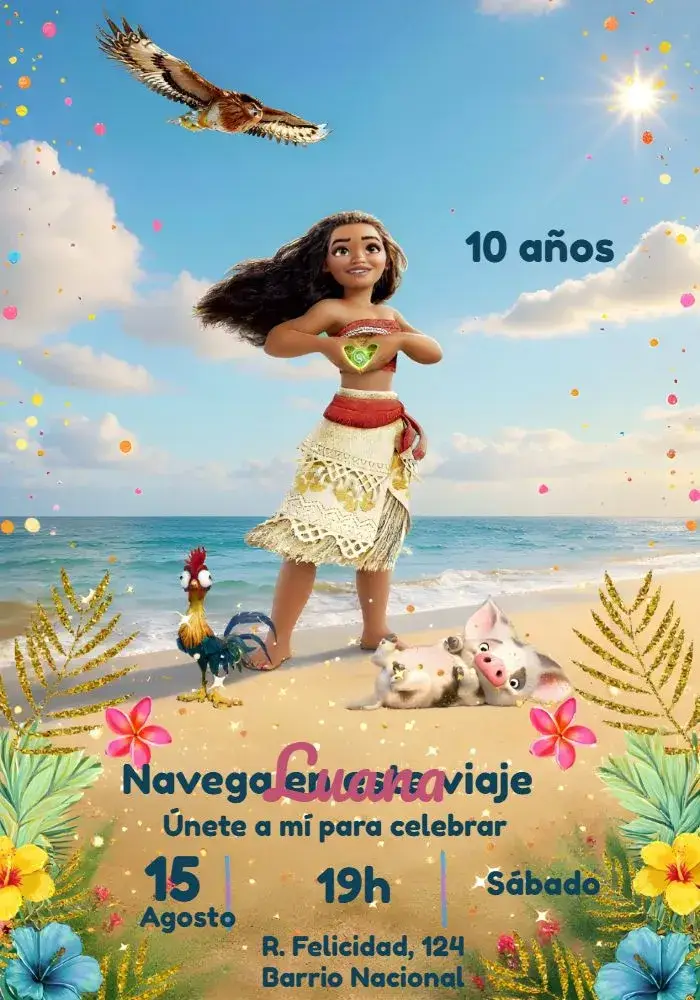 Invitación Moana Disney
