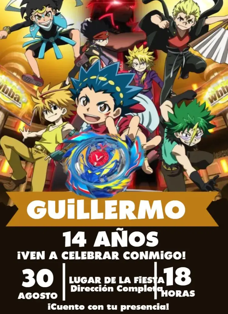 Invitación Beyblade Burst Grupo