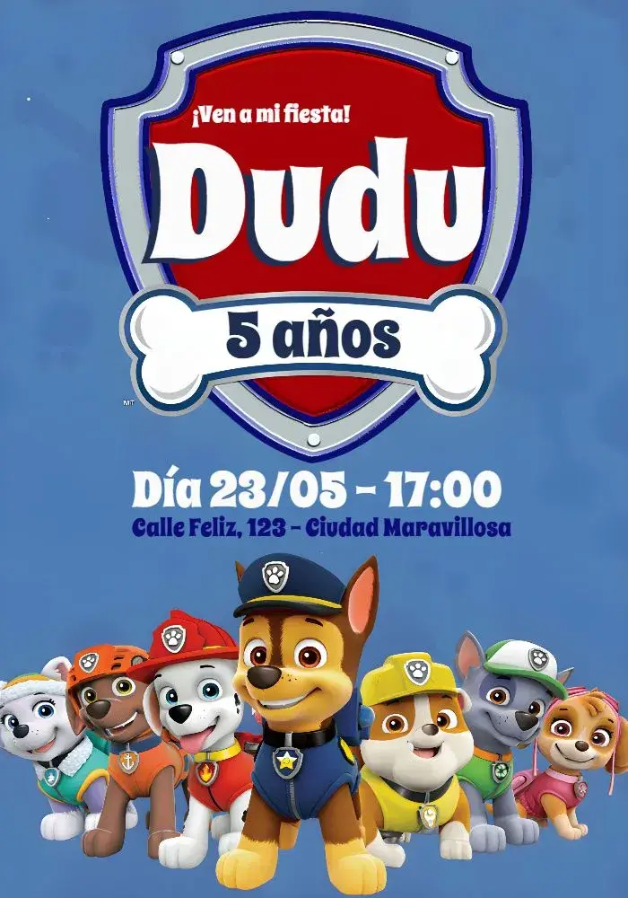 Invitación Patrulla Canina Rojo