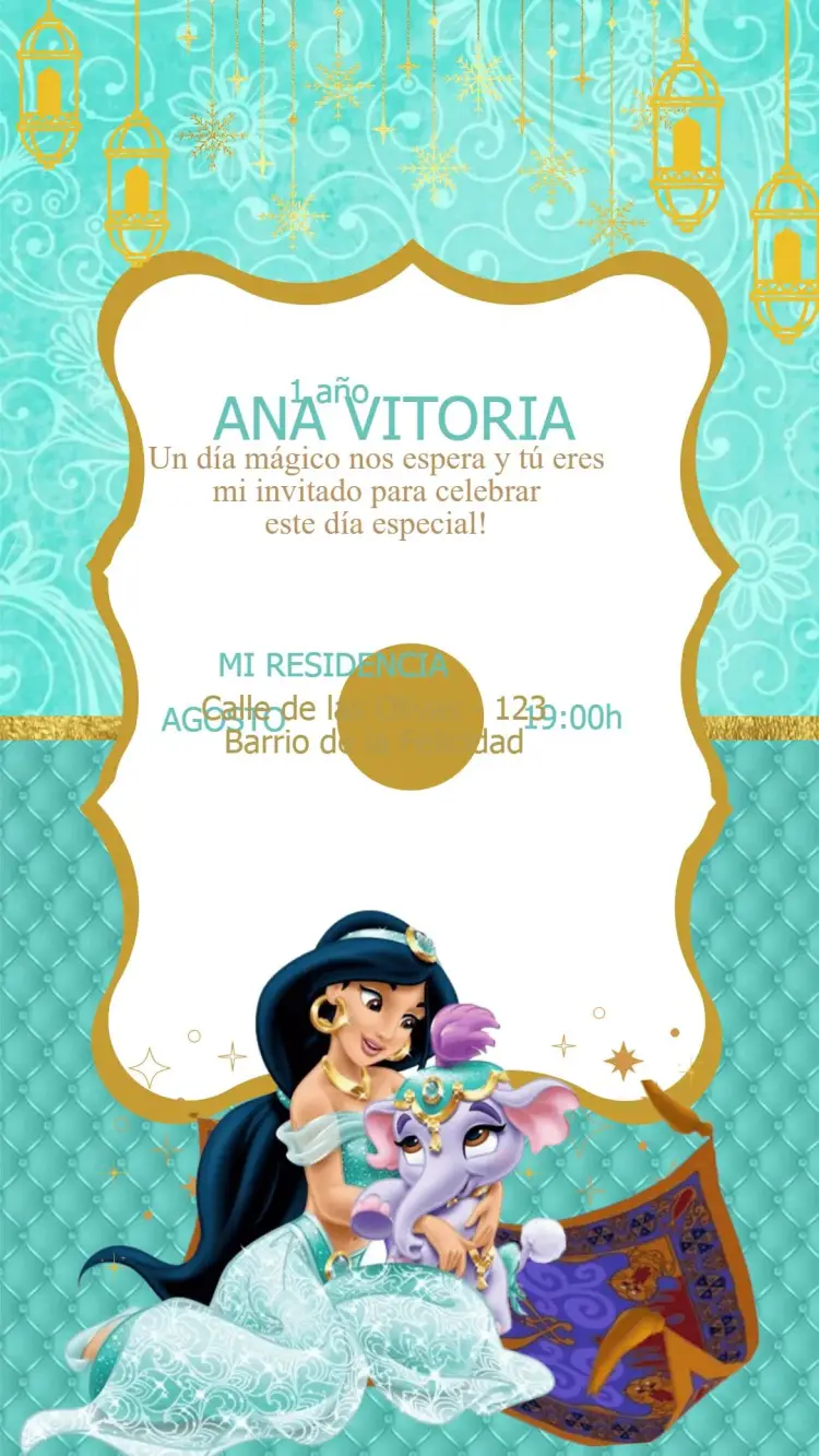Invitación Cumpleaños Princesa Jasmine