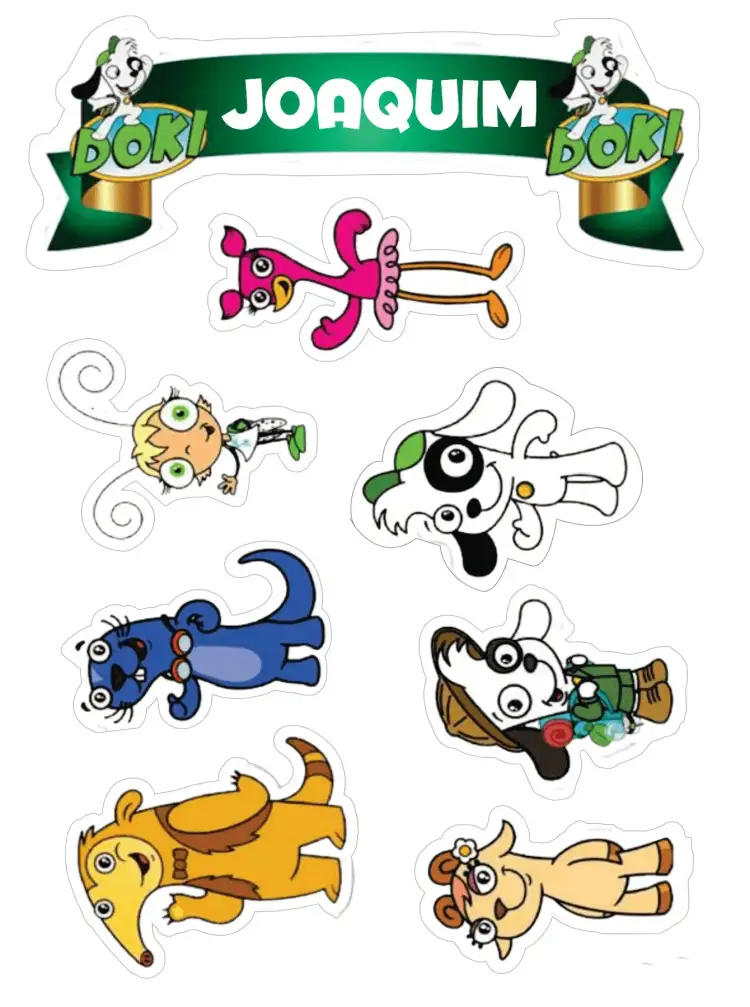 Invitación Doki – tema Topper de torta divertido, colorido, lúdico, temático, infantil, animales