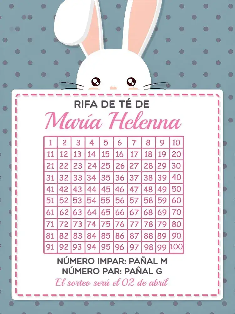 Invitación Té Rifa Pascua 1 – tema Té Rifa floral, colorido, romántico, moderno, infantil