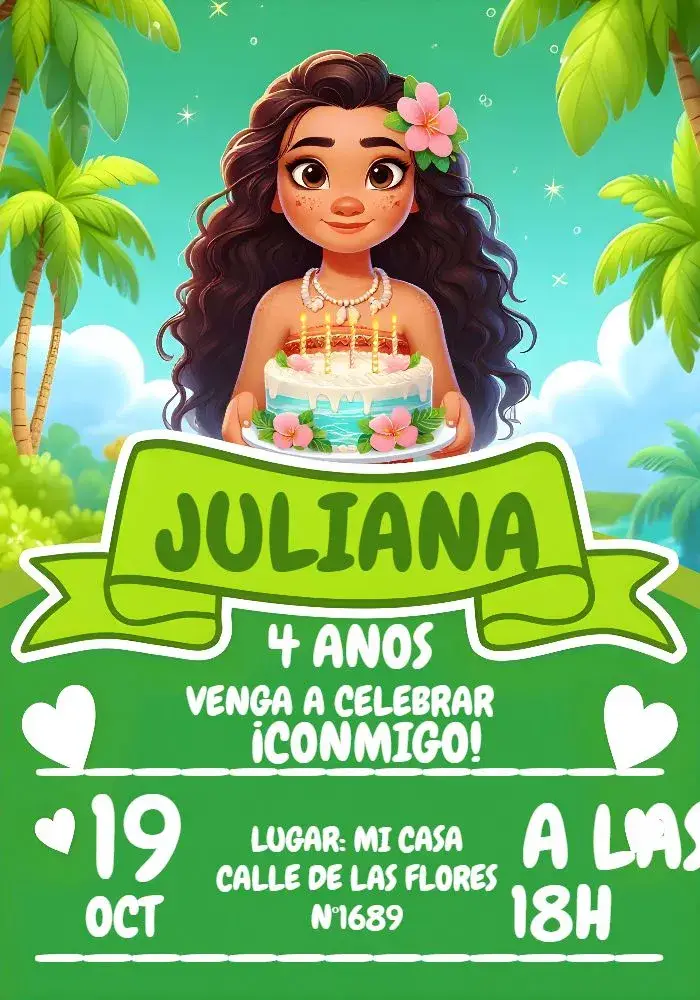 Invitación Moana Disney Avaí
