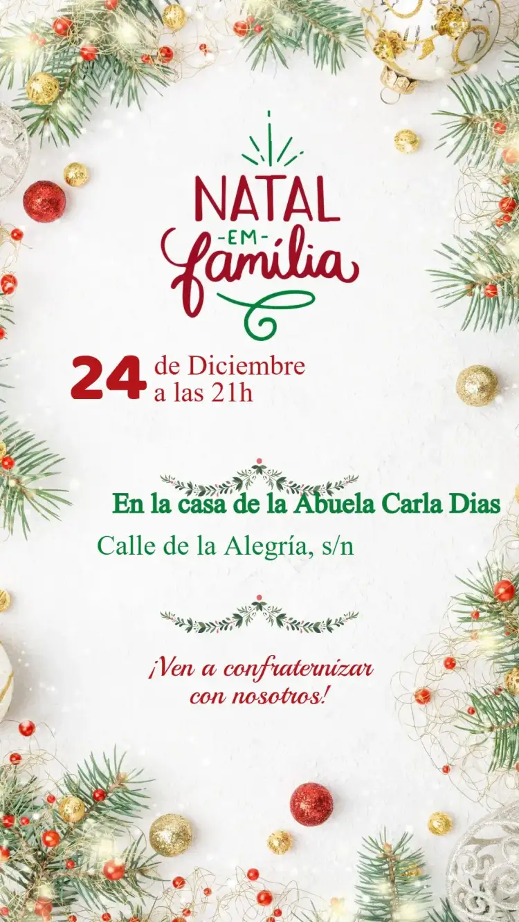Invitación Invitación Fiesta de Navidad – tema Fechas Conmemorativas rojo y verde, dorado y plateado, navideño vintage, moderno y minimalista, floral navideño, boho navideño
