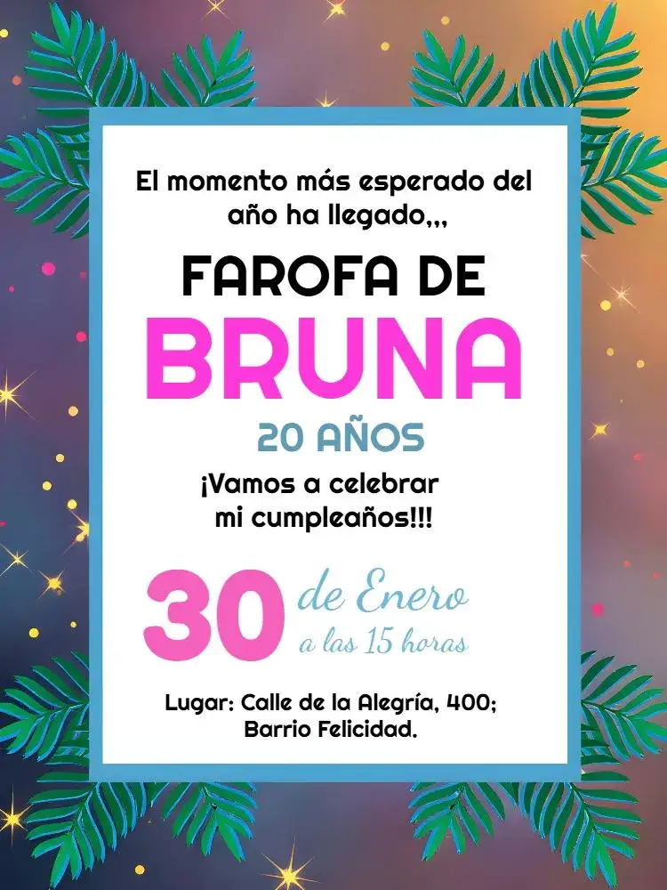 Invitación Farofa Colorida – tema Despedida de Soltera abstracto, colorido, verano, estampados divertidos, piscina, fiesta