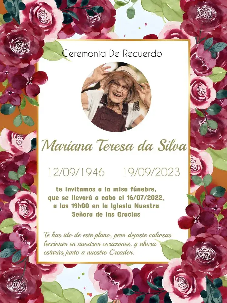Invitación Misa De Fallecimiento Con Foto Memoria editable y personalizable