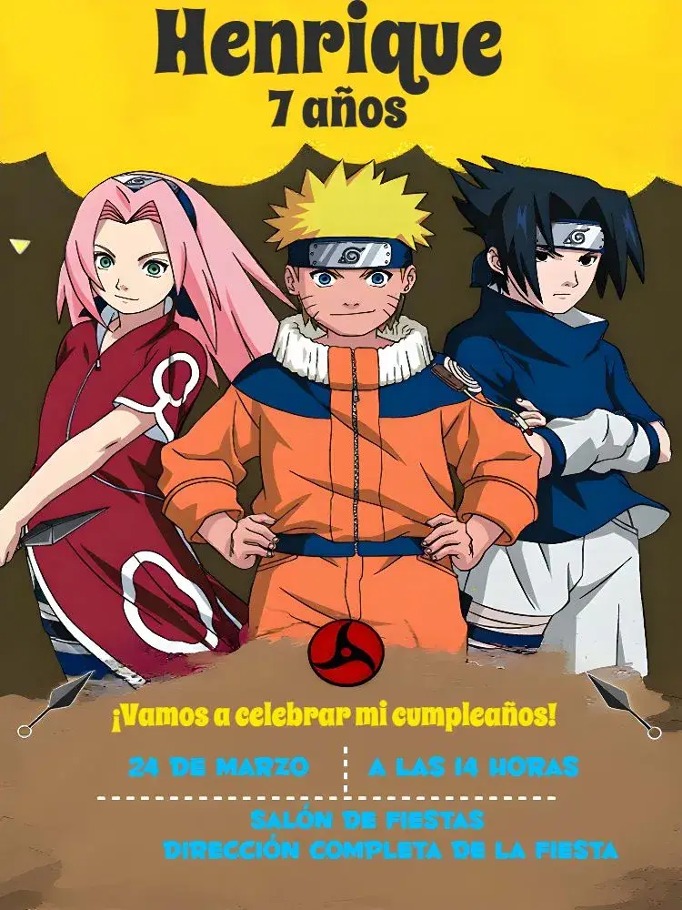 Invitación Naruto Negro