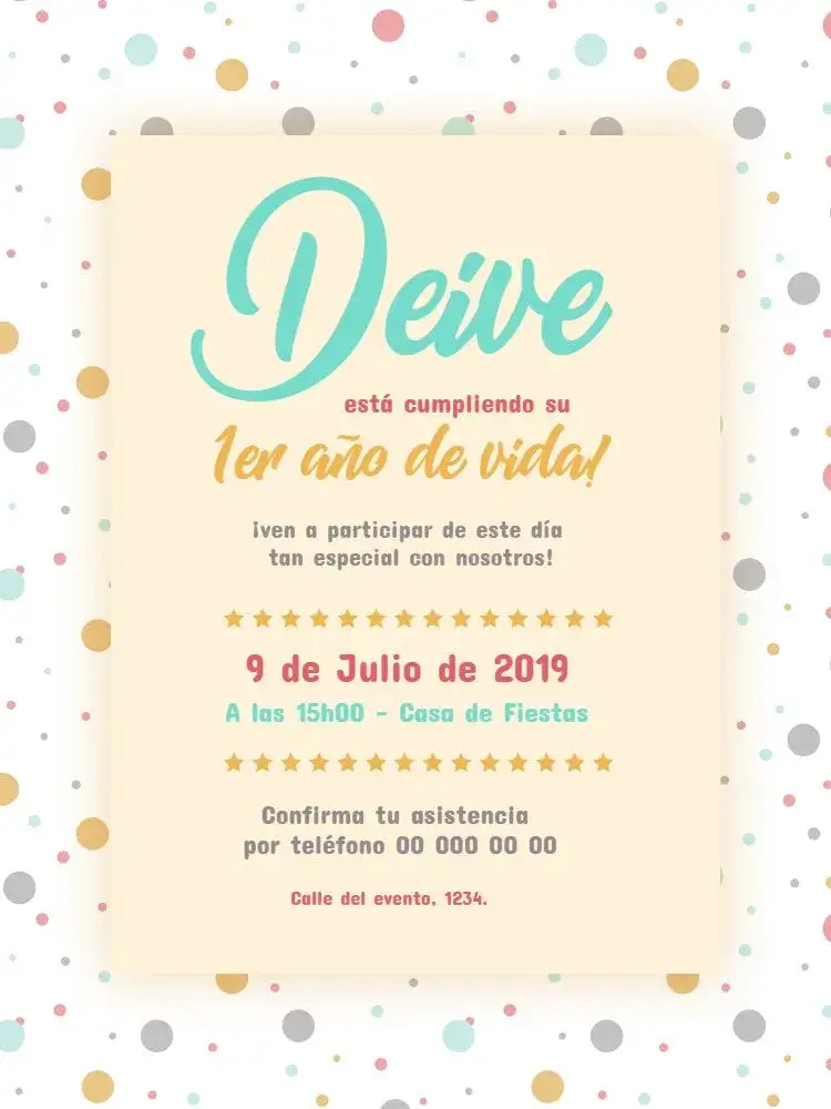 Invitación Bolinhas Personalizado – tema Cumpleaños Infantil colorido, delicado, divertido, infantil, moderno