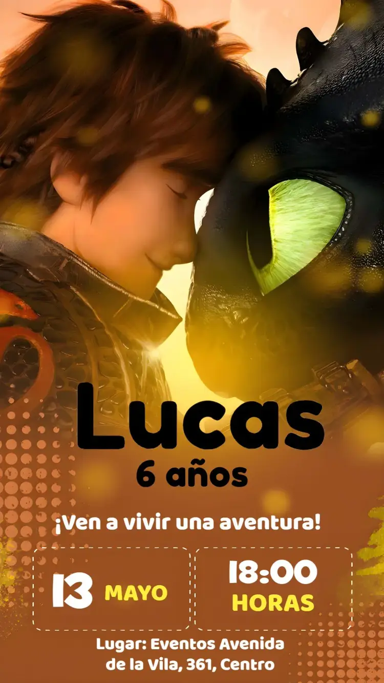Invitación Como Entrenar a tu Dragón Chimuelo