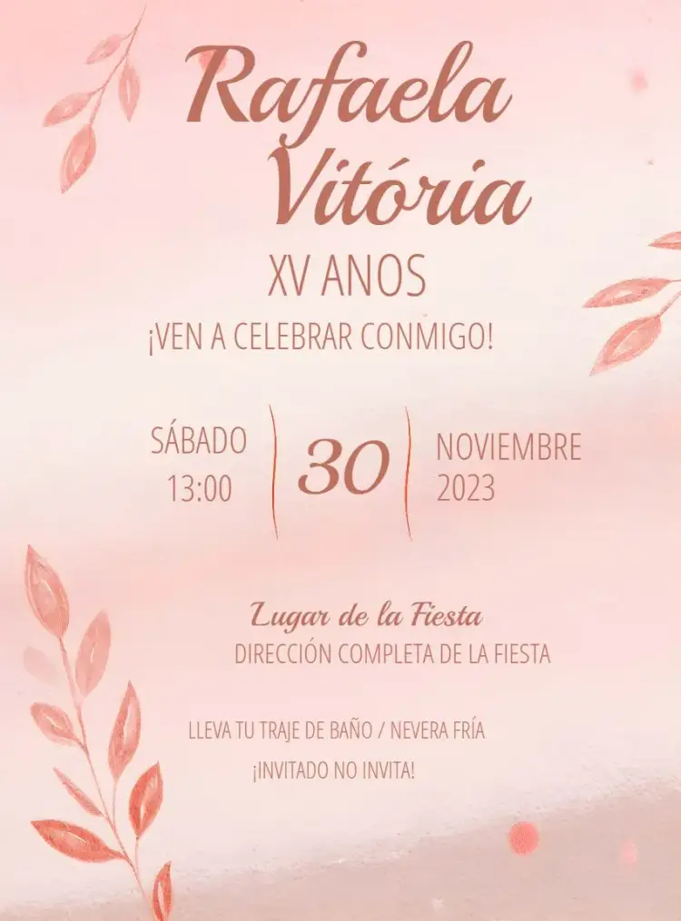 Invitación Rosa 15 Años Fiesta