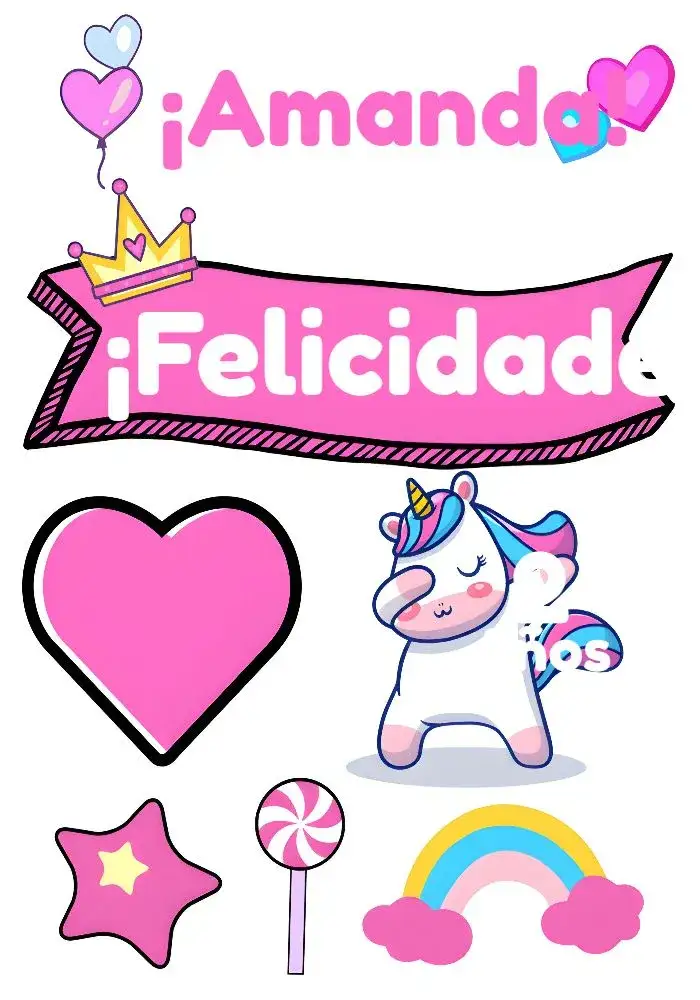 Invitación Topo De Pastel Unicornio Blanco – tema Topper de torta mágico, infantil, colorido, lúdico, delicado, fantasia