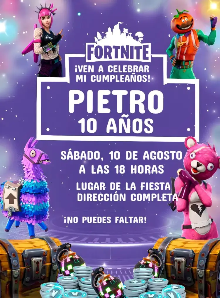 Invitación Fortnite Blanco
