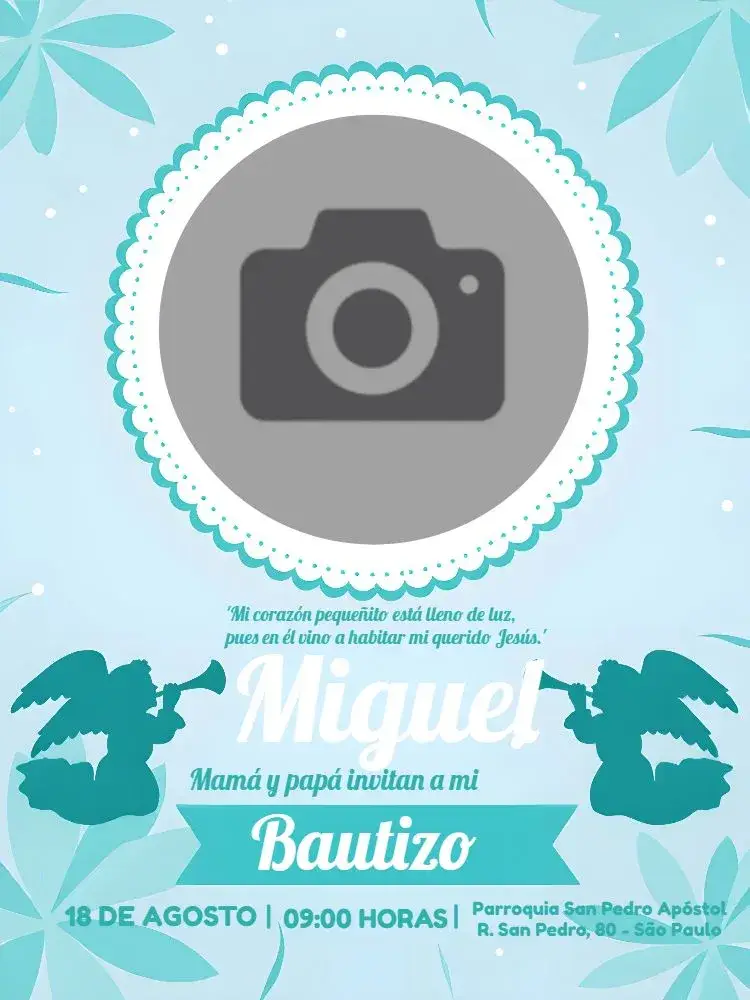 Invitación Bautismo Con Foto Niño