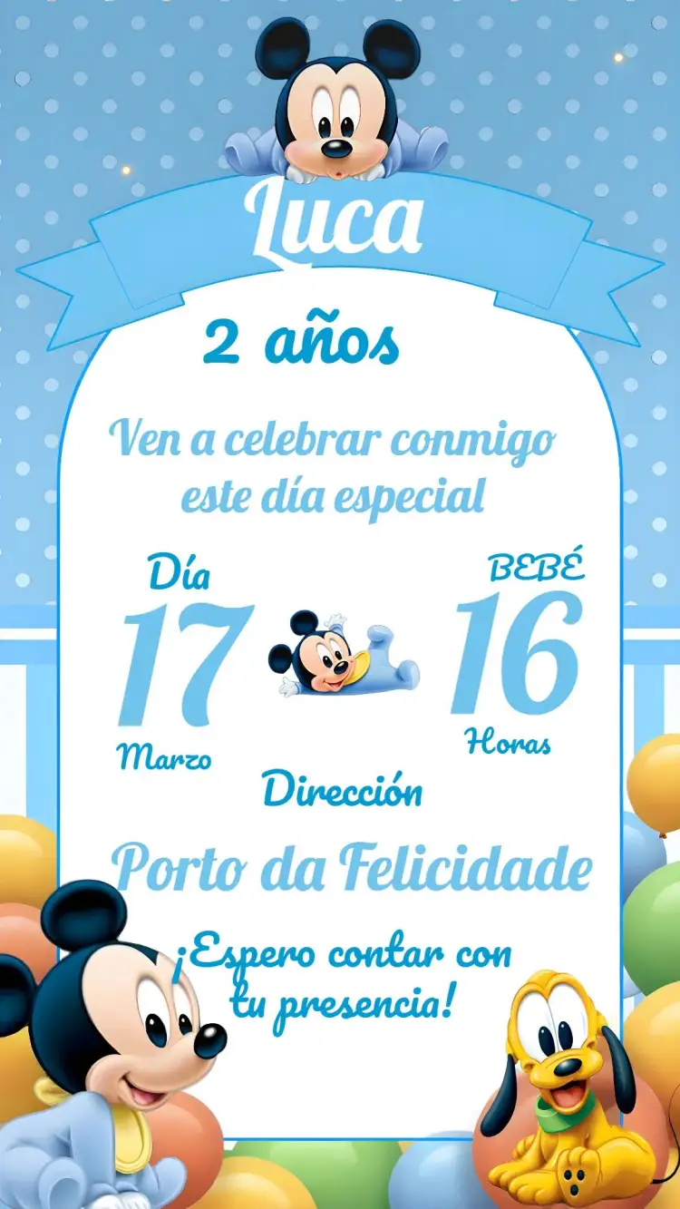 Invitación Mickey Mouse Baby Tunes