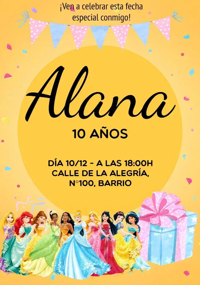 Invitación Princesas Disney