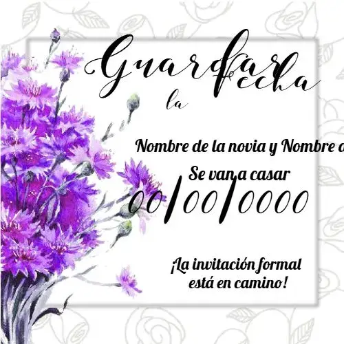 Invitación Save The Date Flores Roxas