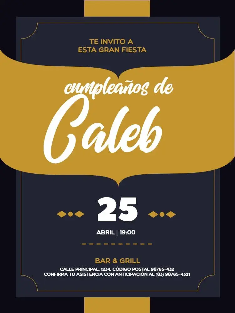 Invitación Adulto Dorado