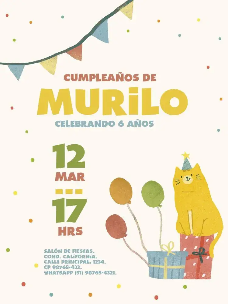 Invitación Gato Lúdico Pet