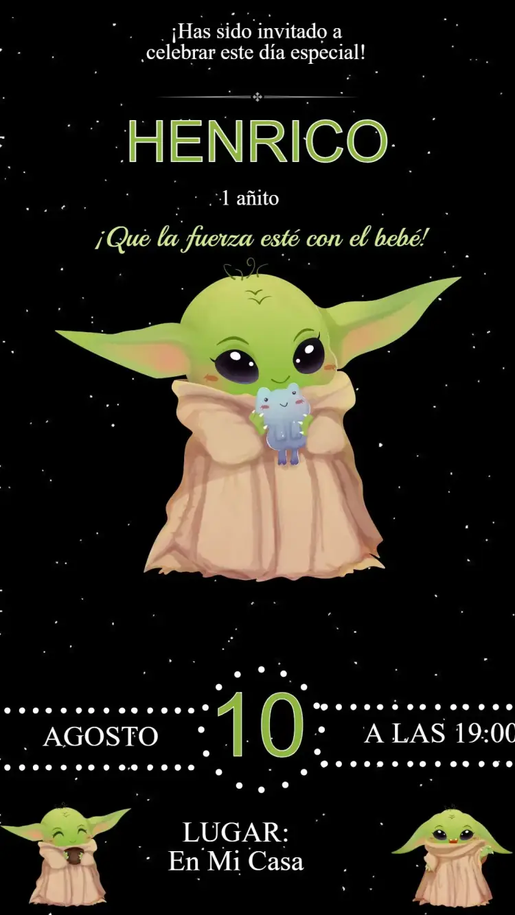 Invitación Cumpleaños Baby Yoda