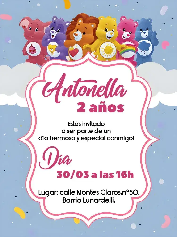 Invitación Ositos Cariñosos Rosa
