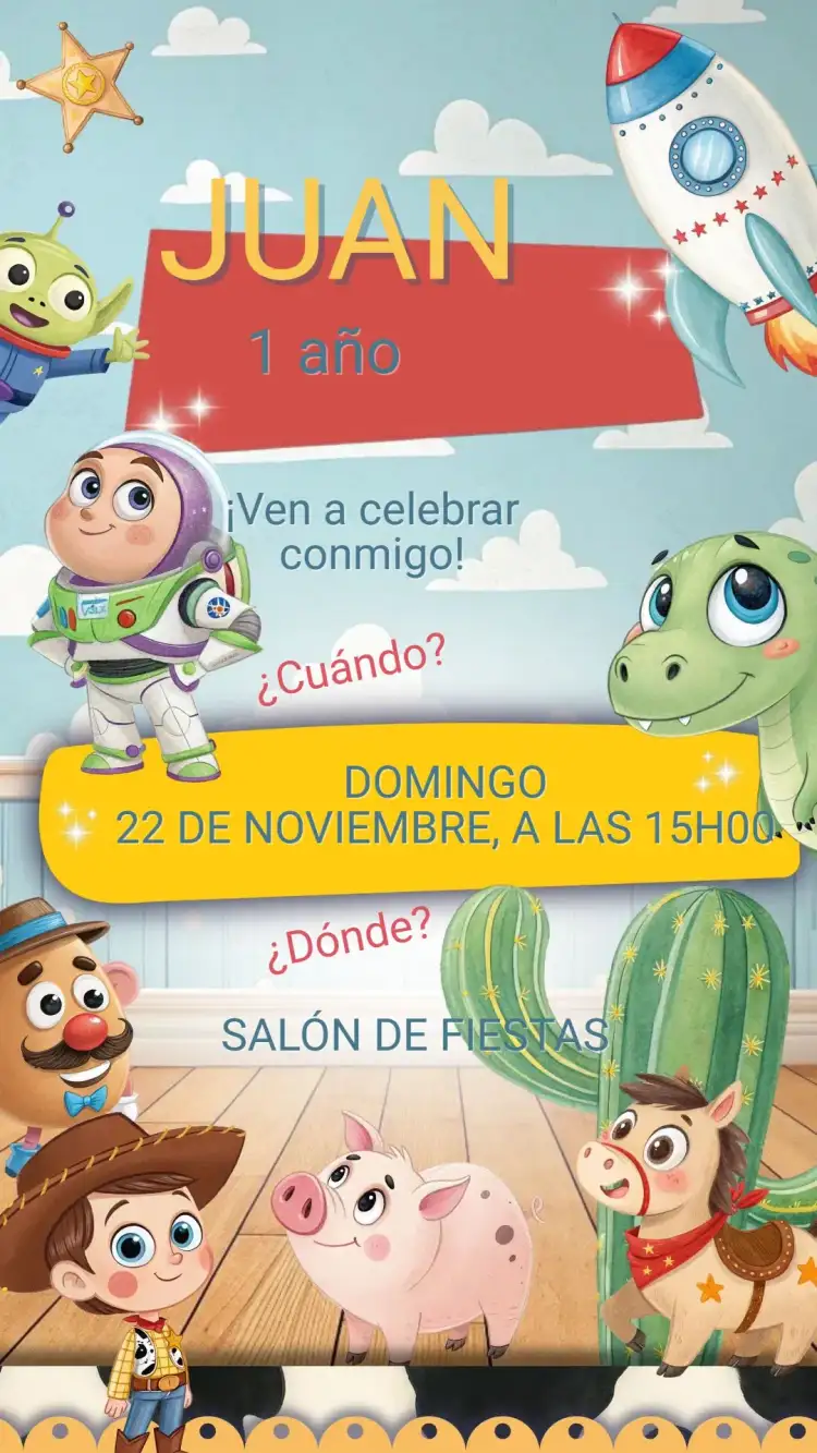 Invitación Cumpleaños Infantil Toy Story