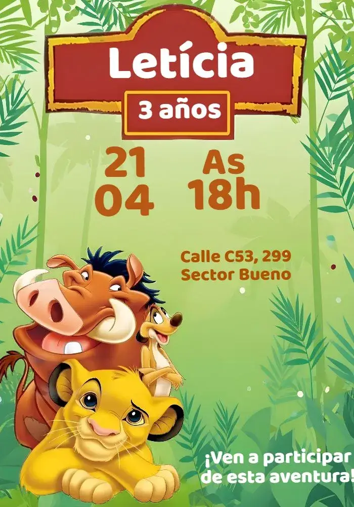 Invitación Rey León Verde