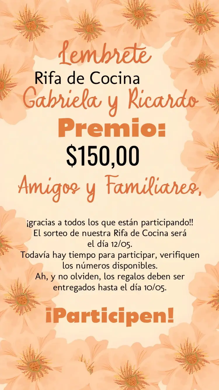 Invitación Recordatorio De Rifa de Té de Cocina Floral Claro